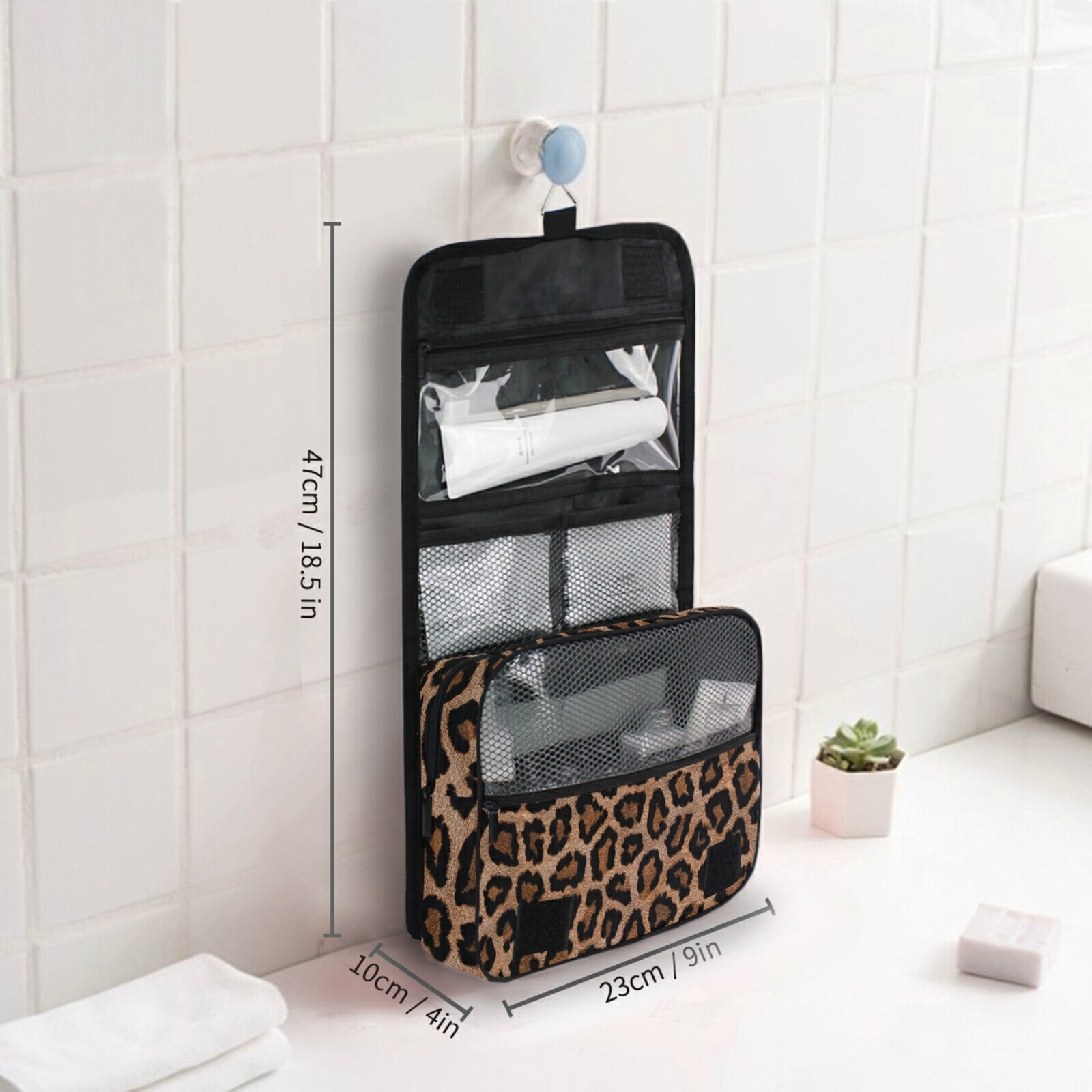 Opknoping Travel Toilettas Luipaard Print Make-Up Case Cosmetica Tas Grote Capaciteit Opvouwbare Draagbare Wassen Opbergtas Organiser