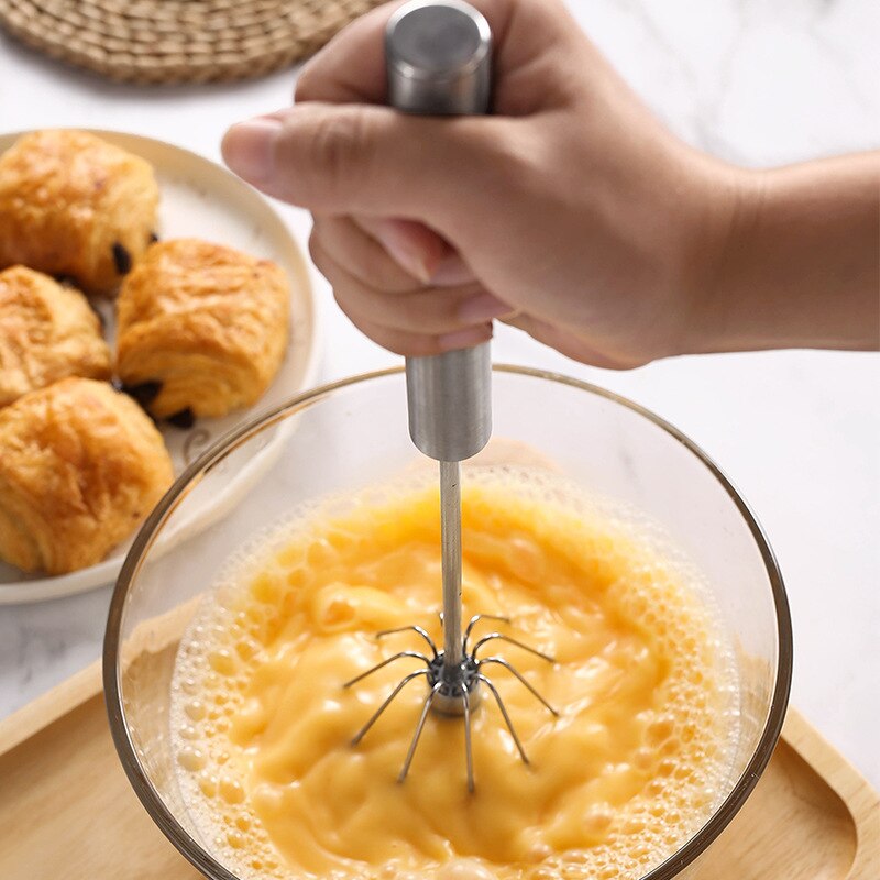 10 12 14 Inch Automatic Rotary Egg Beater Hand Pressure Rotary Stainless Steel Semi-automatic Mixer Baking Accessories