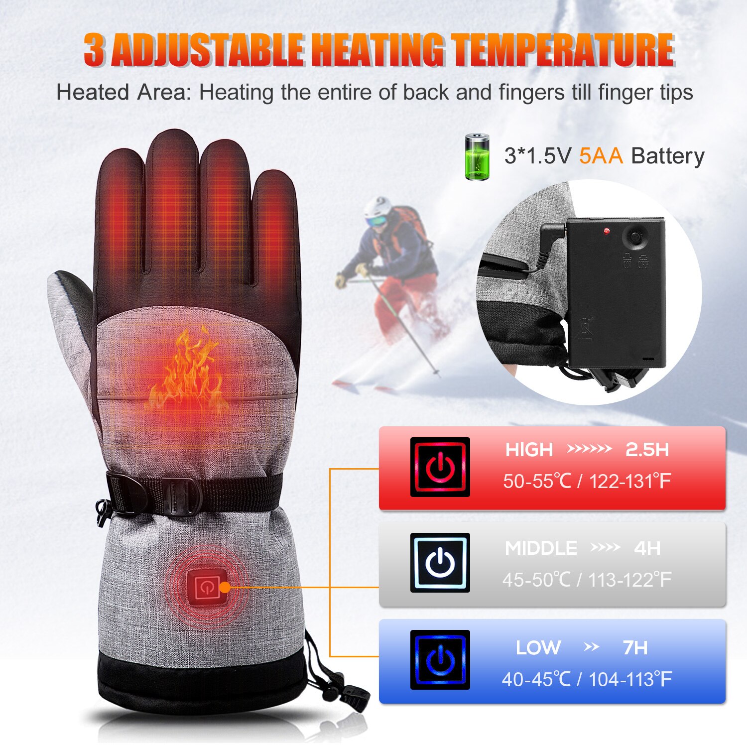 Opvarmede handsker til mænd kvinder elektriske vinter termiske berøringsskærm opvarmningshandsker til cykling vandring ski snowboardhandsker