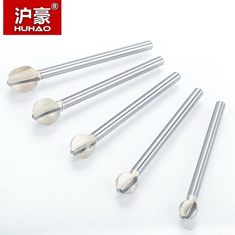 HUHAO 1pc 3mm 6mm Shank round carving bit making mould CNC bits for wood CNC woodworking round 3D engraving knife