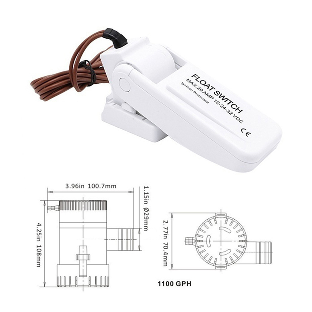12V 1100GPH Automatic Boat Bilge Pump Float Switch Bilge Switches Flow Sensor for Electric Water Pump