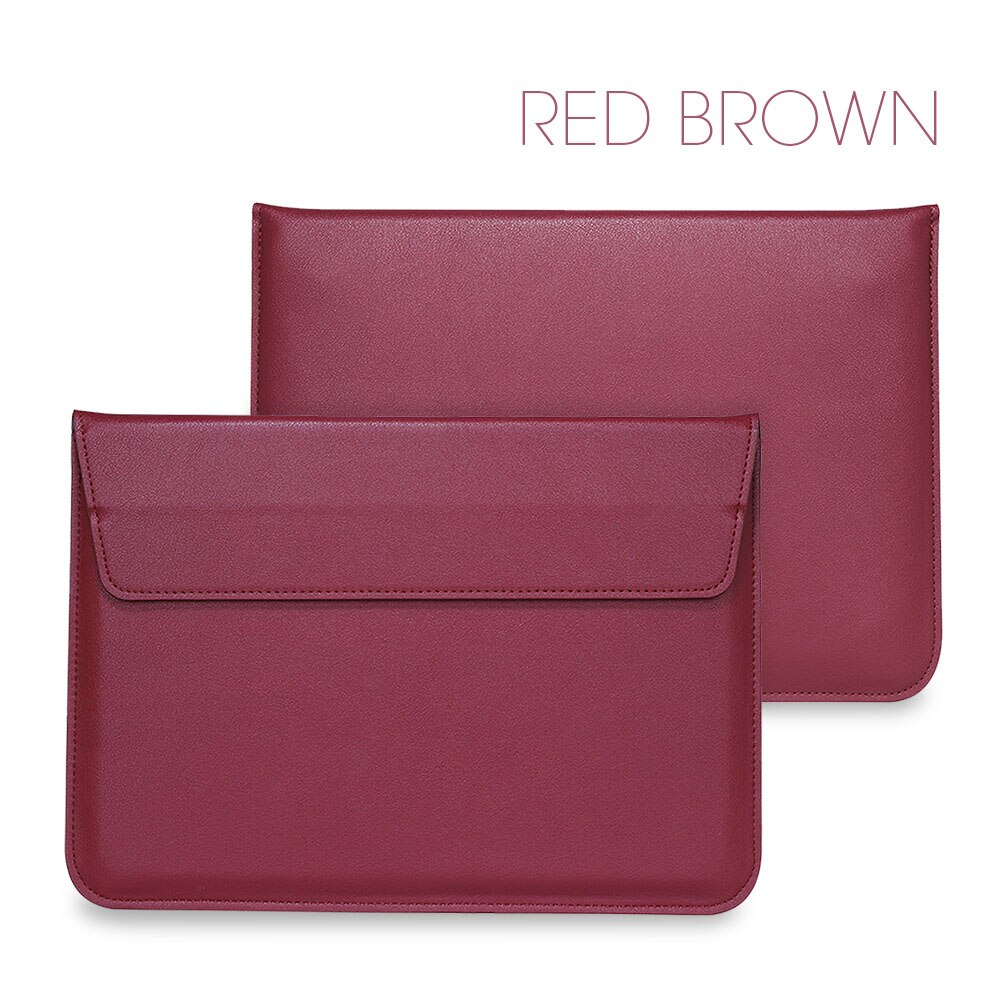 Étui de protection de manches en cuir PU pour Apple Macbook Air Pro Retina 11 12 13 15, housse pour ordinateur portable 13.3 pouces, Mac book: Model A2141 / Red Brown