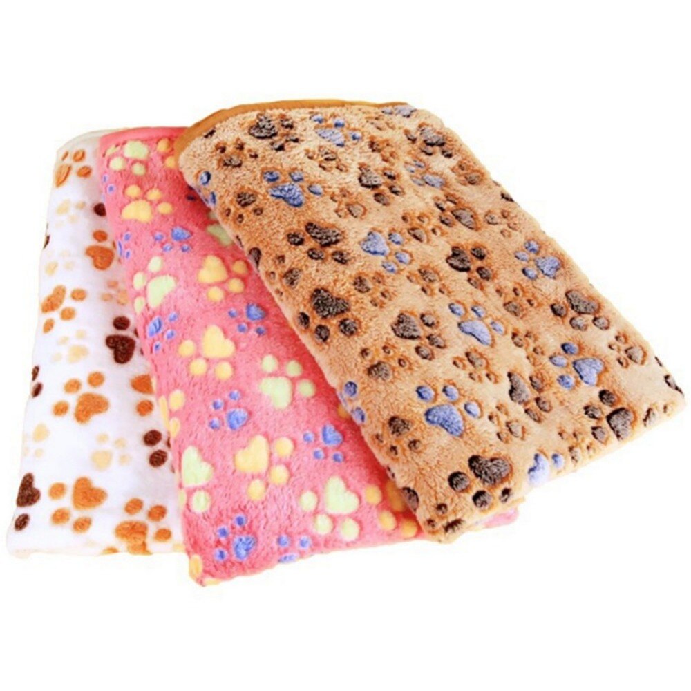 Cute Dog Bed Mats Soft Flannel Fleece Paw Foot Print Warm Pet Blanket Sleeping Beds Cover Mat For Small Medium Dogs Cats