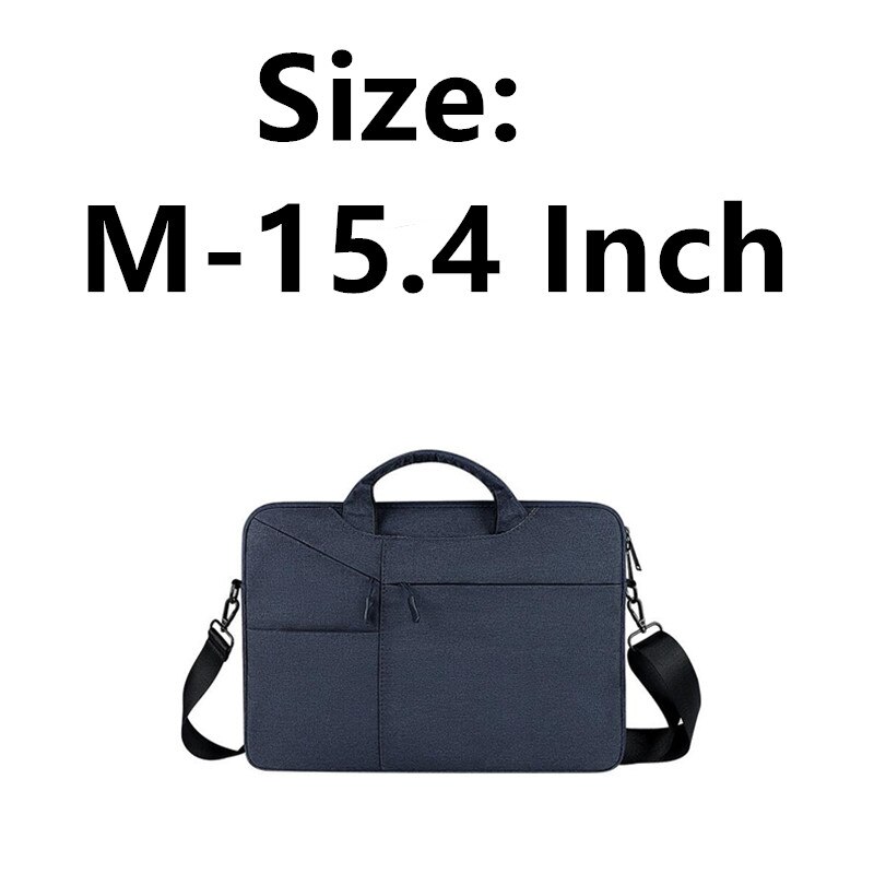 Nowy wodoodporny mężczyzna kobiet 13.3 14 15.6 Cal teczka na laptopa torebka biznesowa o dużej pojemności Messenger Notebook torba na ramię: M-15.4 Inch-NavyBlue