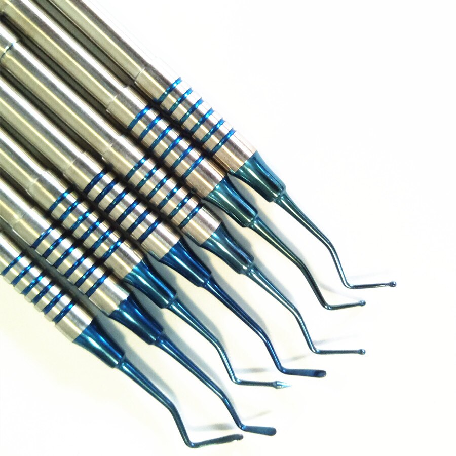 7 stk dental komposit harpiks fyldning spatel titanium belagt hoved harpiks fyldstof sæt tykt håndtag restaurering sæt dental instrument