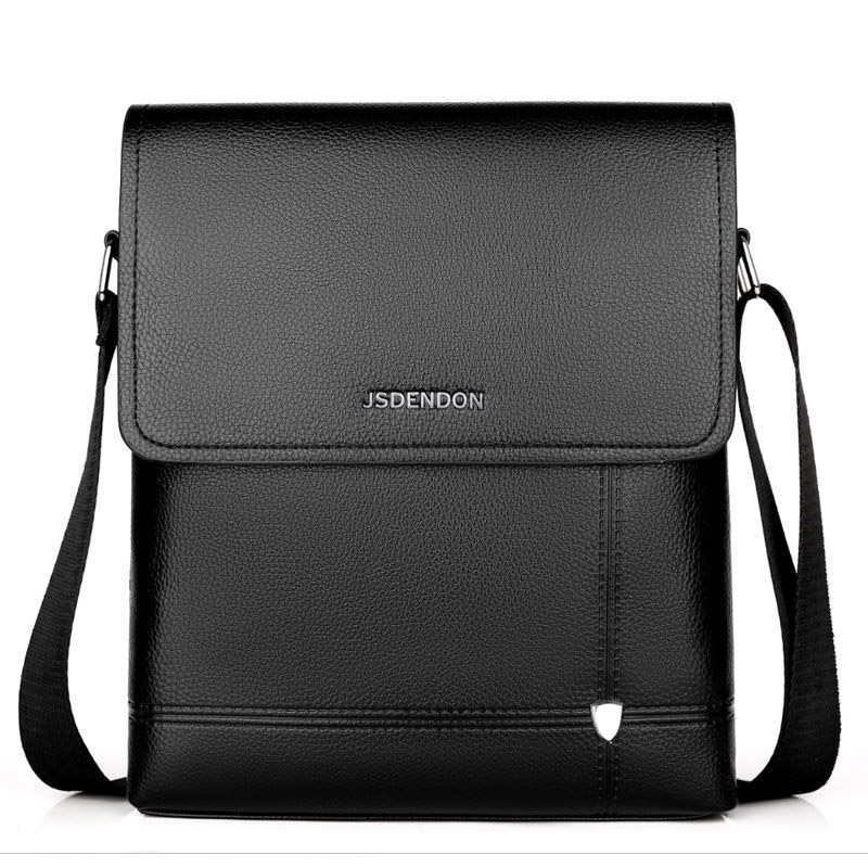 Business Travel Mannen Pu Effen Kleur Grote Capaciteit Messenger Bag Klassieke Casual Messenger Bag: Black Big