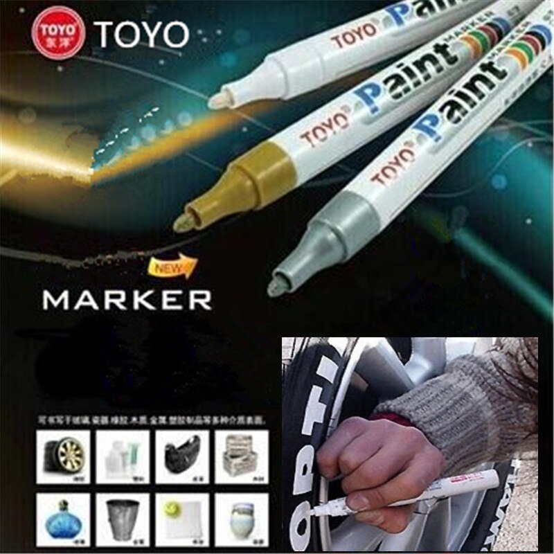 8 farver hvid vandtæt gummi permanent maling pen bil dæk slidbane miljømæssige dæk maling