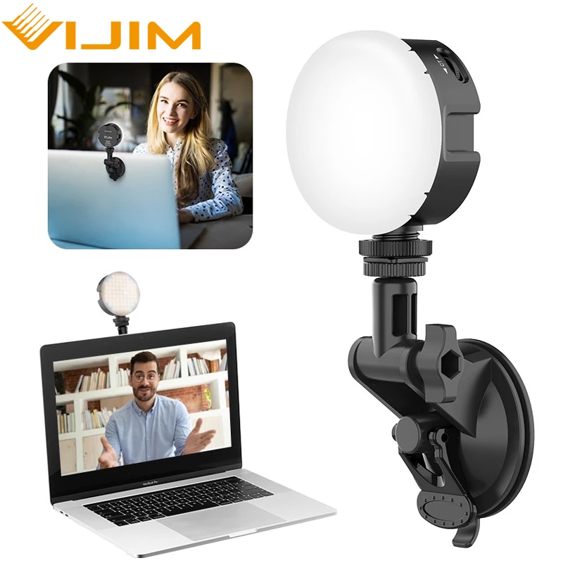 VIJIM VL69 reunión en línea luz para ordenadores portátiles de 2500K-6500k 800 Lux 270 ° ajustable luz Led para vídeo con copa de succión suave difusor