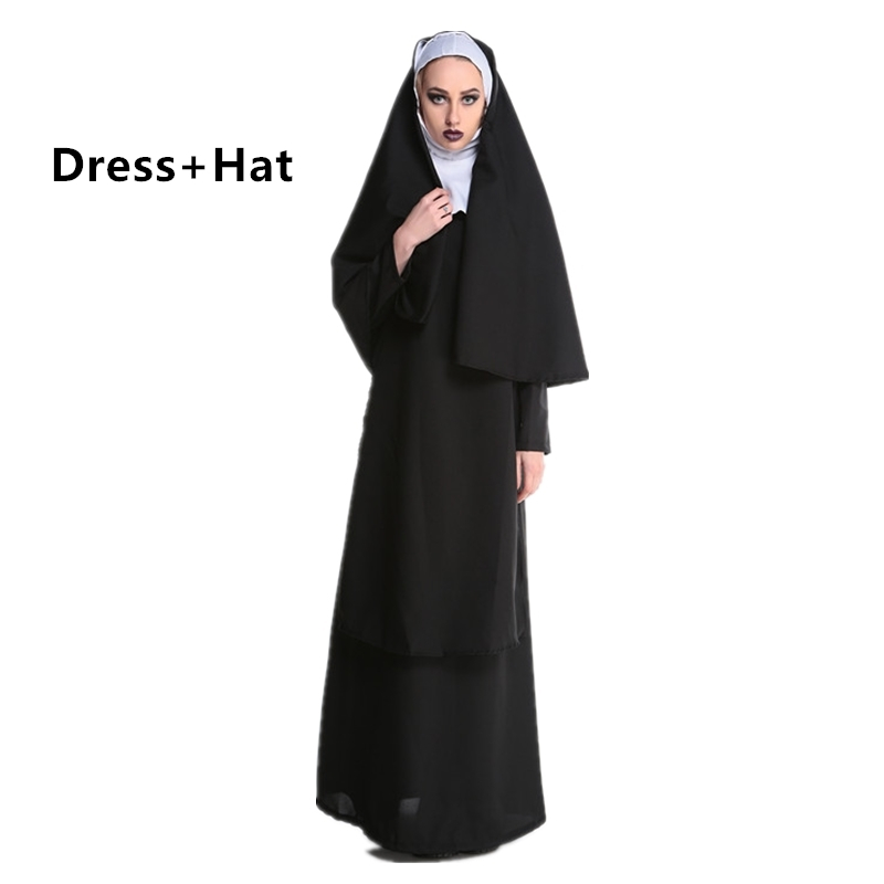 Medieval Cosplay disfraces de Halloween para las mujeres sacerdote monja traje misionero adulto Cosplay ropa vestido de mujer: Style1 set