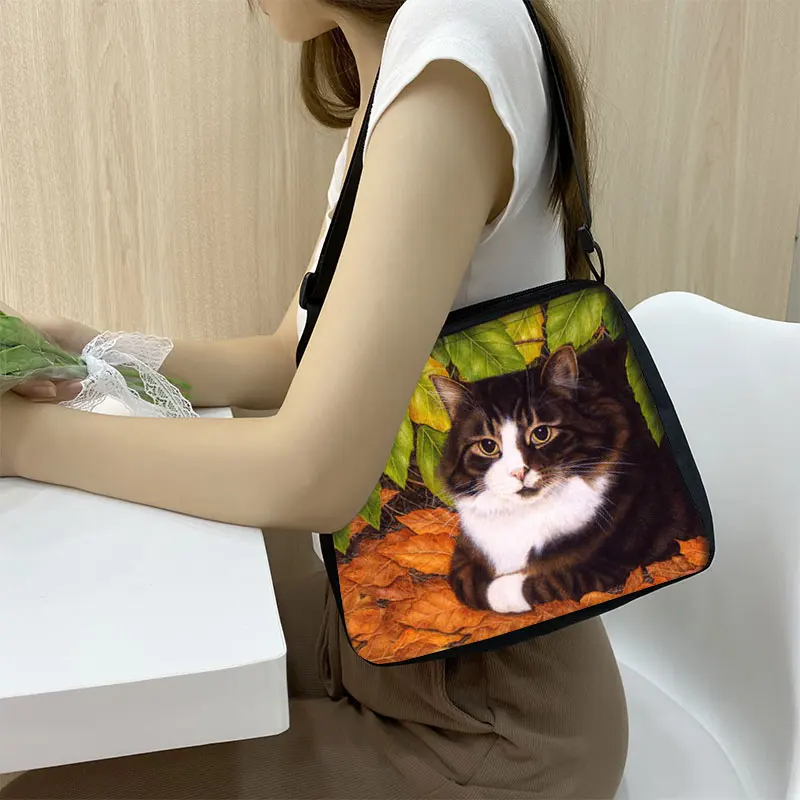 Bolso de mano con dibujo de gato para mujer, bolsa con estampado de Gatito Travieso, longitud ajustable, de almacenamiento, ideal para