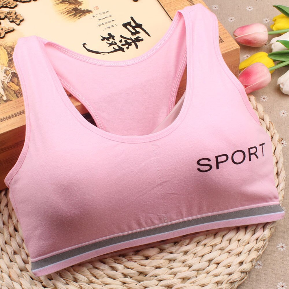10-15y Girls Underwear Soft Cotton Kids Sports Bra Vest Teenager Training Underclothes Sport Undies Clothes M8: Colore rosa
