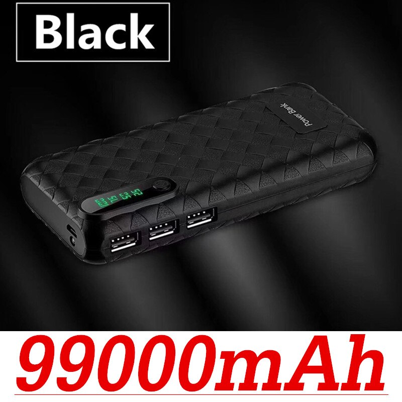 Energie Bank 99000 mAh Tragbare Ladung Poverbank praktisch Externe Batterie Ladegerät Energie Bank 99000 mAh für Xiaomi Mi: Schwarz-99000mAh