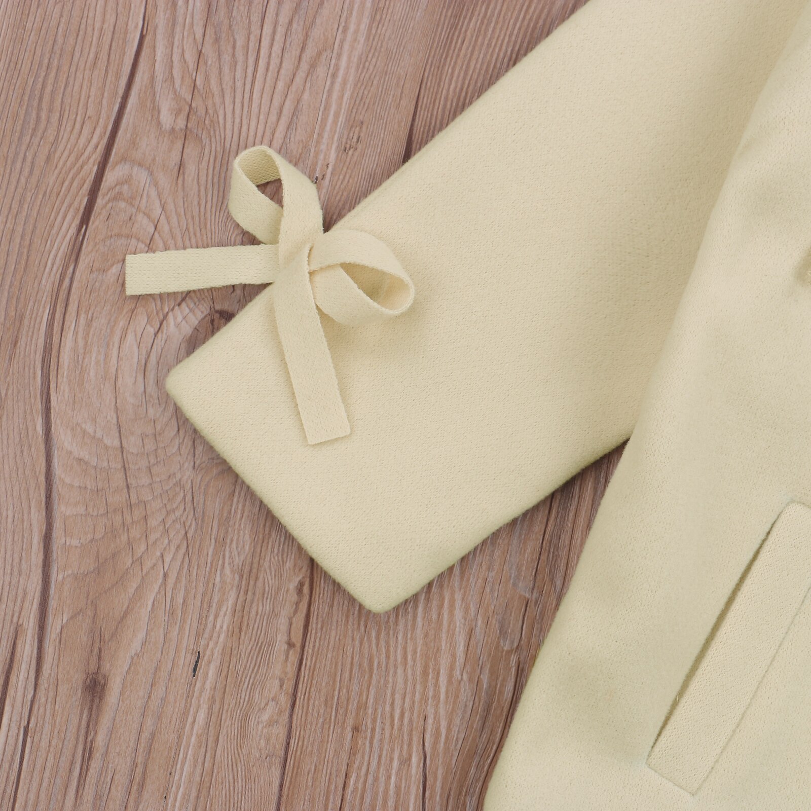 FOCUSNORM Autumn Winter Kids Girls Wool Blends Outfits Solid Bowknot Long Sleeve Single Breasted Coat Outfit 2-8Y