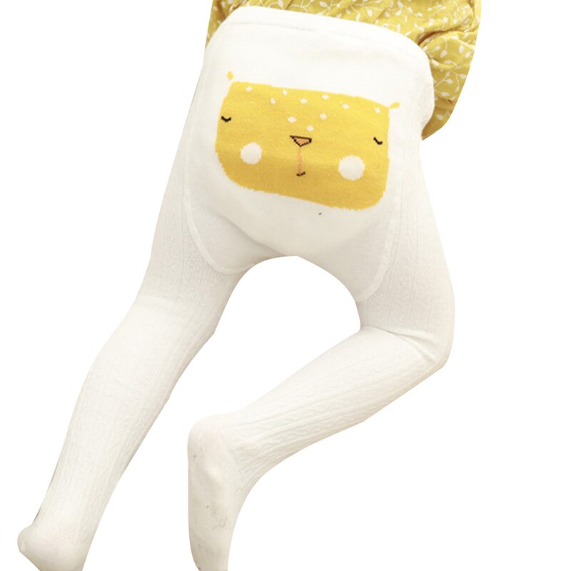 Baby Panty Herfst Winter Baby Peuter Kid Meisje Geribbelde Kousen Katoen Warm Panty Cartoon Snoep Kleur Strakke 1-3Years: WHITE / S