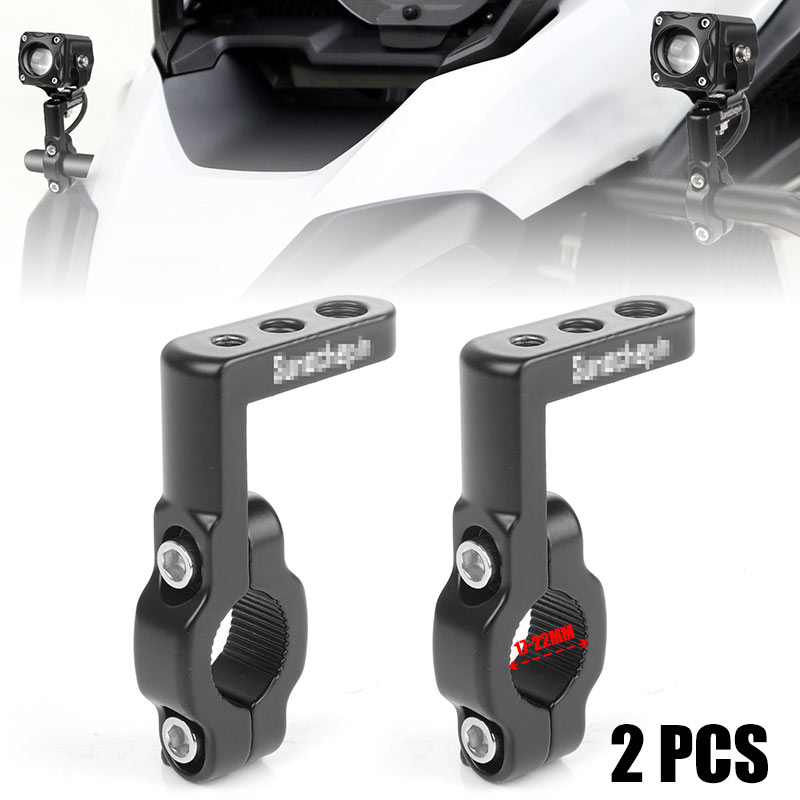 Soporte de manillar de motocicleta de 22mm, soporte de montaje de foco de faro LED, abrazadera de soporte de lámpara de aluminio para bicicleta personalizada Cafe Racer: Negro