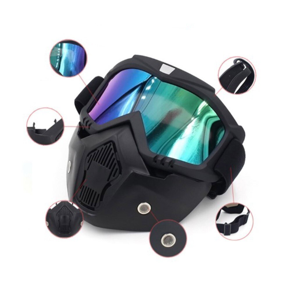 Skid snowboard mask snöskoter skidglasögon vinter vindtät glasögon med munfilter snowboard mask män kvinnor