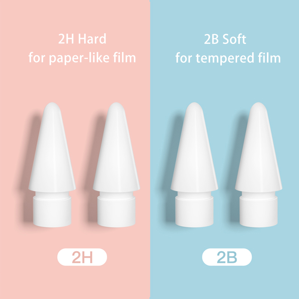 Pencil Tips for Apple Pencil 1 2, Double-Layered Paperfeel Damping Noise Reducing Apple Pencil Nib Replacement 애플펜슬 펜촉: 2 Pcs 2B 2Pcs 2H