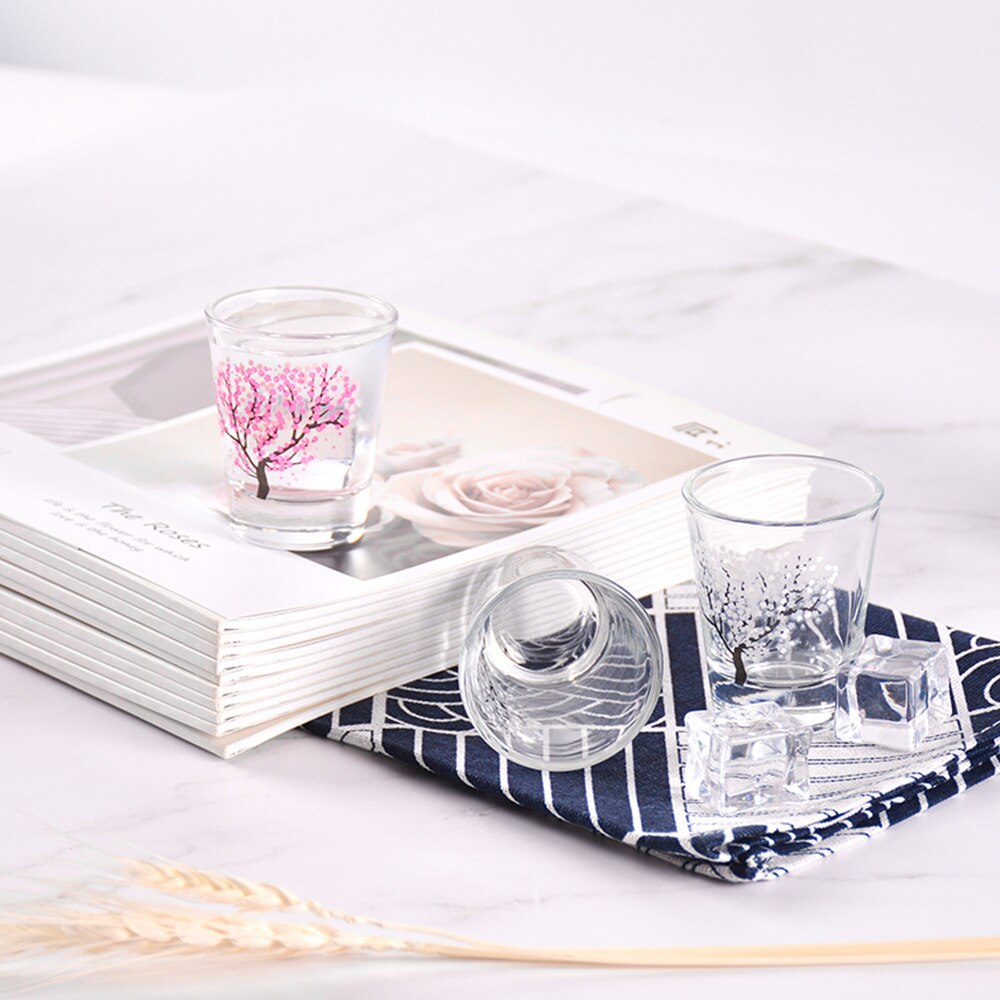 Färgförändrande kopp vinglas japansk magi sakura kopp kall temperatur färgförändrande blomma display skull glas hemanvändningsbar