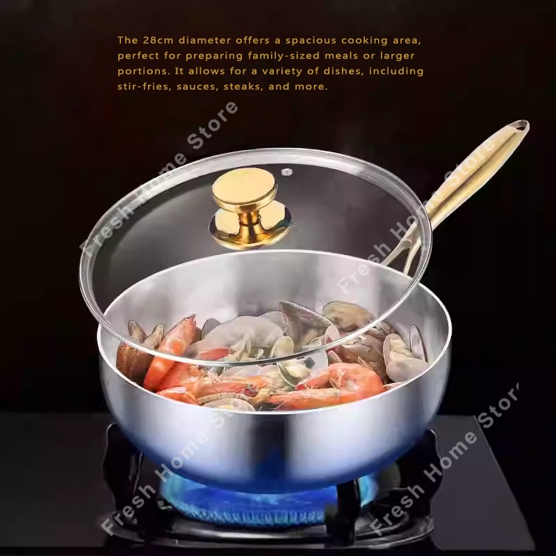 Sartén para freír, ollas antiadherentes, sartenes Wok de acero inoxidable 316, para el hogar, mesa de cocina eléctrica de inducción, utensilios de cocina, cacerola nueva