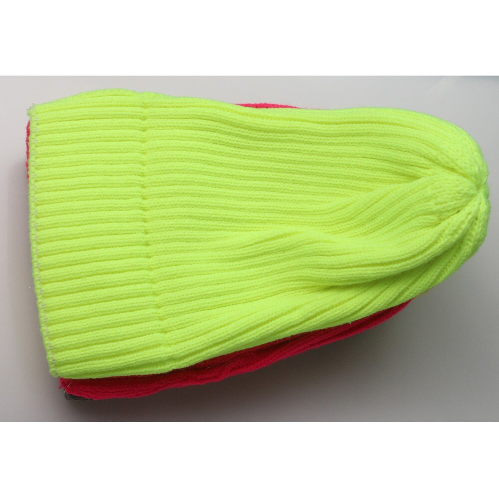 Jasny zwykły czapka dzianinowa zimowe damskie czapki puste szydełkowe paski Skullies czapka neonowy żółty gorący różowy szary biały