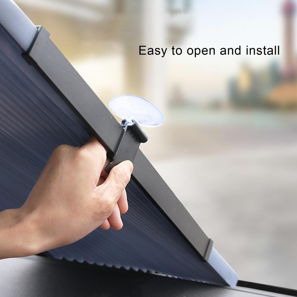 46-80cm Car Sunscreen Sunshade Automatic Retractable Folding Front Windshield Visor Curtain Blackout Curtain Light Barrier