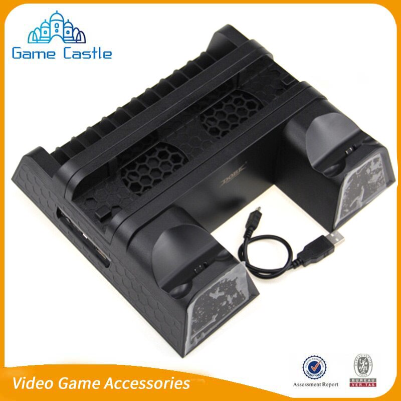 To Brazil For PS4/PS4 Slim PRO Vertical Stand with Cooling Fan Cooler Dual Controller Charger Charging Station for Playstation 4