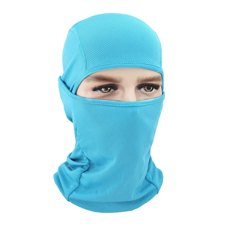 Outdoor Face Mask Motorcycle Full Face Mask Balaclava Ski Neck Protection Windproof Sun Protection Mask 8Colors: Sky blue