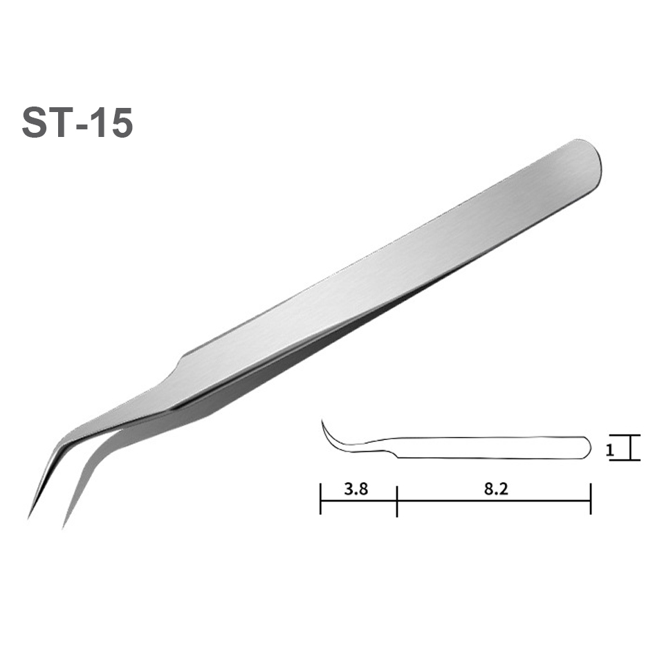 1pc Watch repair tool stainless steel straight curved tweezer watchmaker detail repair tools for mechanical quartz: WHITE