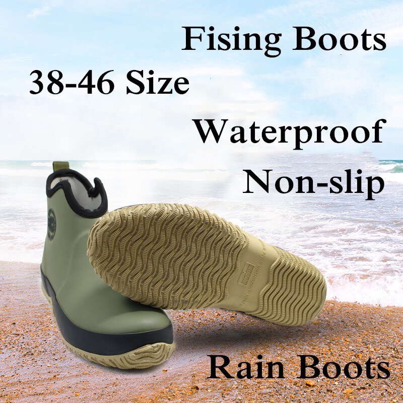 Outdoor Fishing Rain Shoes Mens Waterproof Non-slip Wear-resistant Fishing Boots Water Shoes Low Tube Breathable Wading Shoes
