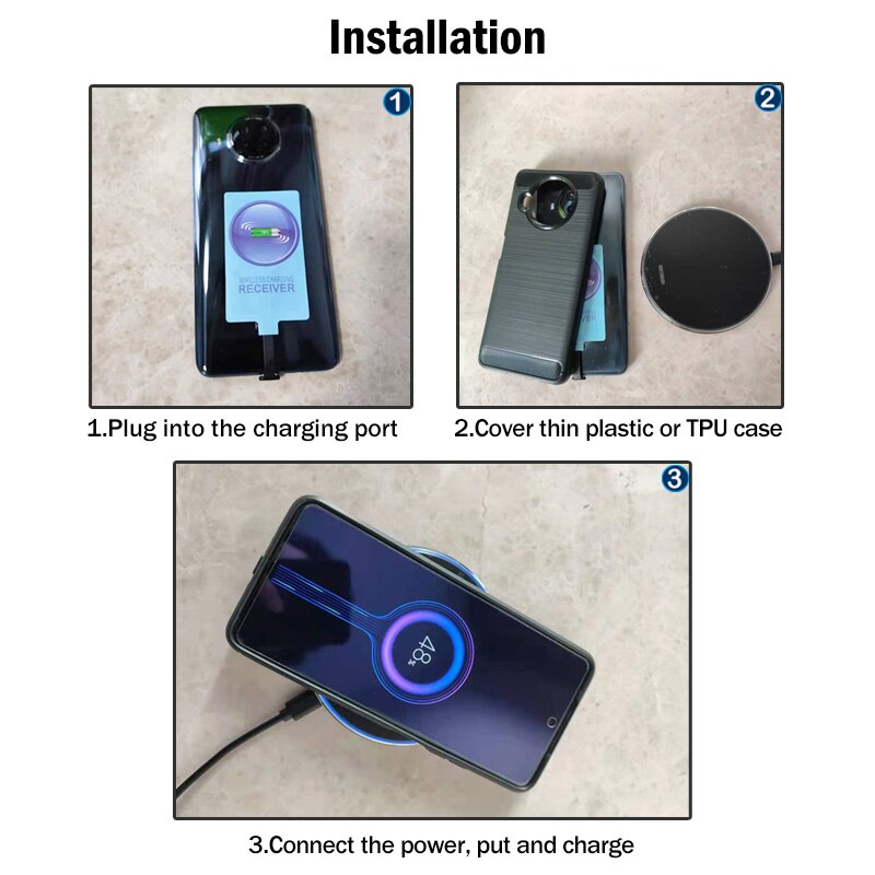 Qi-wireless-ladegerät & -empfänger für samsung galaxy  m12 m22 m32 m42 m52 m62 5g, kabelloser ladeanschluss, usb-typ-c-adapter