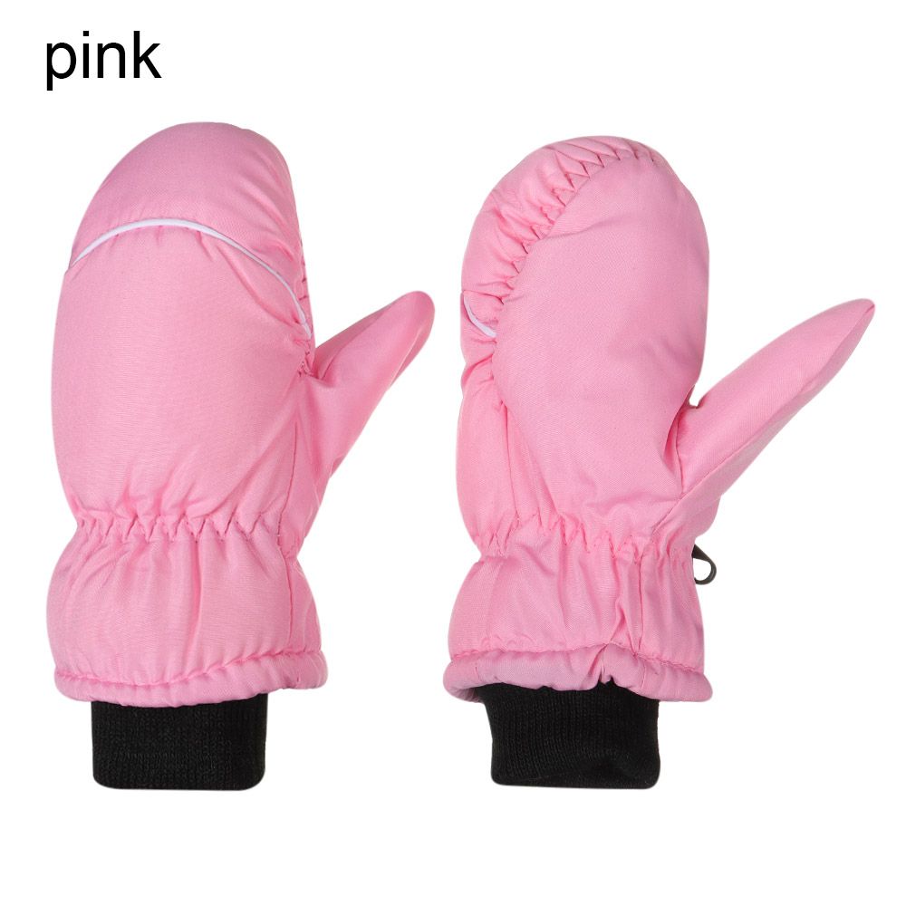 Winter Must Children Kids Windproof Waterproof Snow Snowboard Children Ski Gloves Outdoor Riding Long-sleeved Mitten: Pink