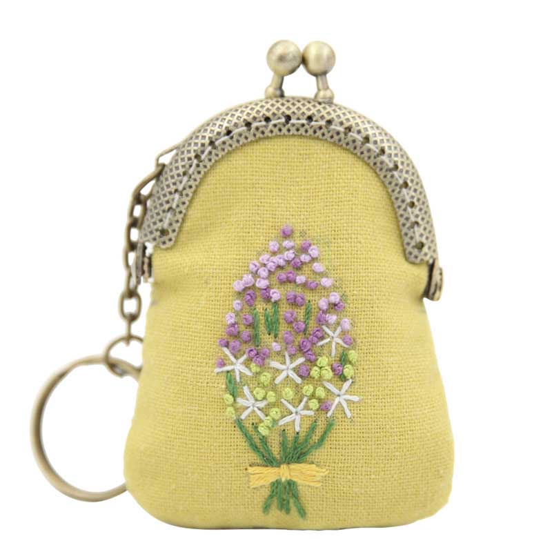 DIY Flower Necklace Mini Embroidery Bag Kit Embroidery Key chain Cross Stitch Sets Needlework Swing Craft Friend Unfinished: 4