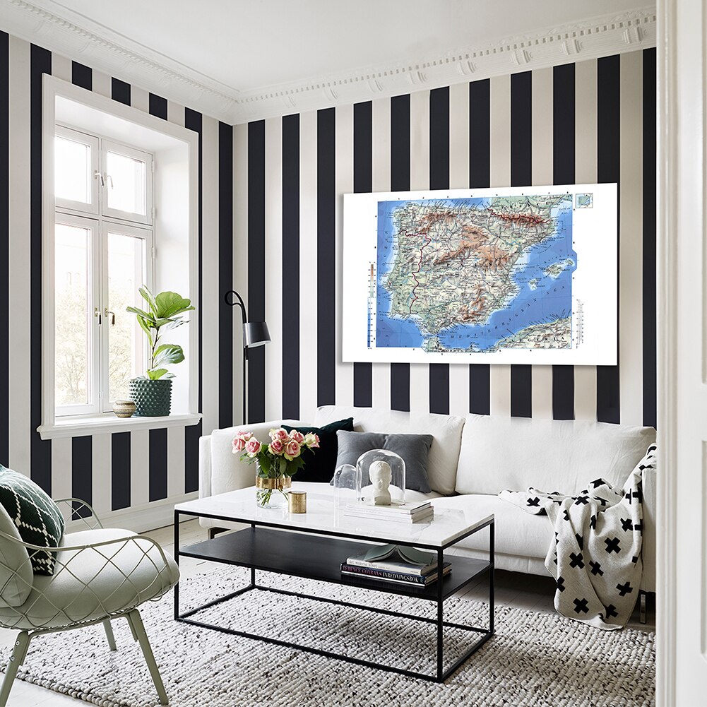 Mapa orográfico de España, póster detallado de 150x100cm, lienzo no tejido, pintura, impresiones de arte de pared, suministros escolares, decoración del hogar