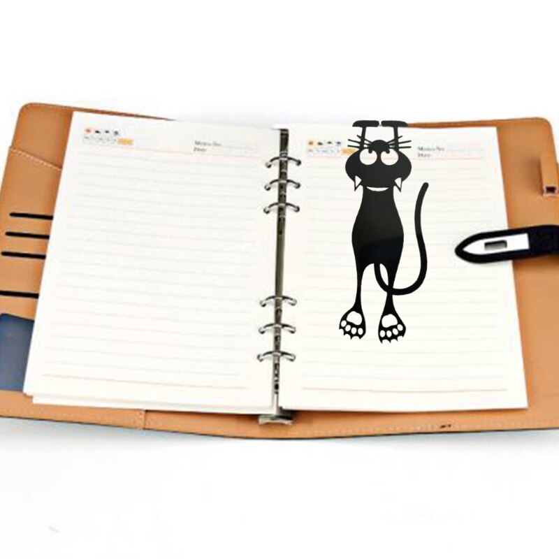 5Pcs Lovely Cartoon Cat Hollow Hanging Bookmarks Novelty Animal Elasticity Bookmark for Book Reading