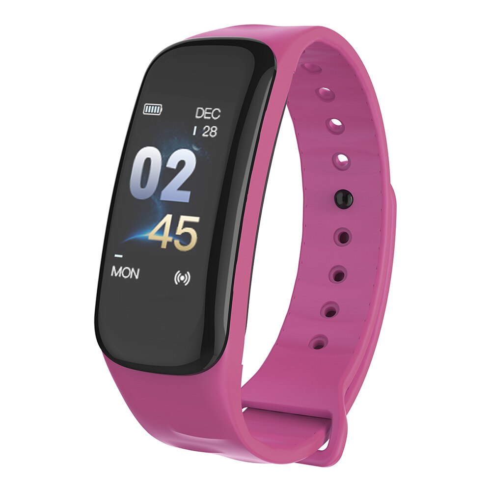 Smart band Blood pressure measure Color OLED Screen C1 plus Fitness tracker Heart rate monitor Waterproof Smartband Watch Sport: Pink