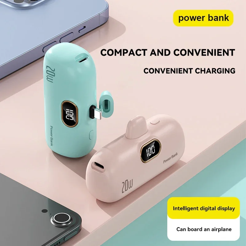 30000 mah mini trådløs powerbank kapsel hurtiglading mobil strøm nødstrøm eksternt batteri for type-c iphone chic powerbank