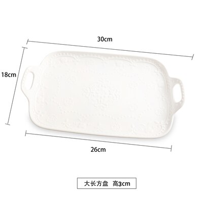 Plato Rectangular de cerámica de estilo europeo para hornear, platos de ensalada, postre, fruta, bandeja, vajilla, plato de pescado, plato frío, Pla: F