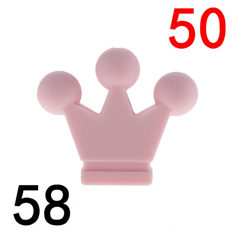 50pcs Silicone Crown Beads Baby Teether Necklace Bead Infant Baby Chewing Jewelry Accessories Food Grade Silicone: 58 Quartz Pink