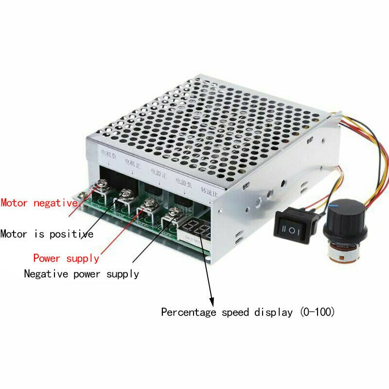 100A 5000W Reversible Programable Motor Speed Controller PWM Control Soft Start DC10-55V Control Forward Reverse