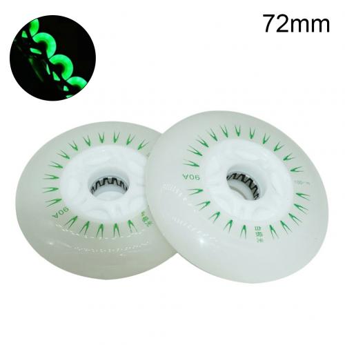 2 st 80/76/72mm in-line speed skate skating led ljus blinkande rullhjul skridskor sport rullskridskor för barn och vuxna: Grön 72mm