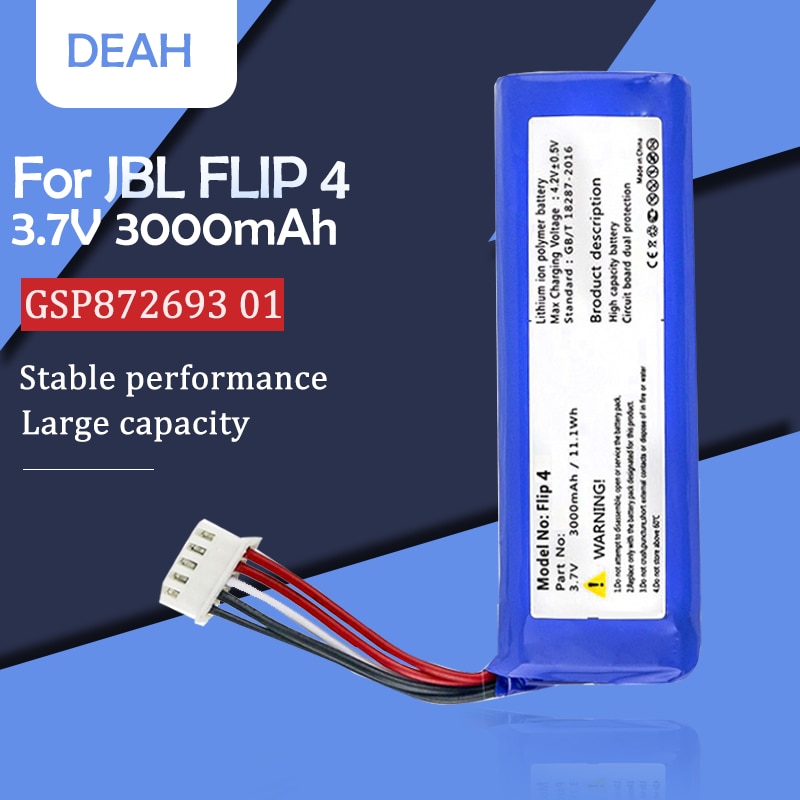 Batería de polímero de litio de repuesto, GSP872693 01, 3,7 V, 3000mAh/11,1 Wh para JBL Flip 4 Flip4 Edición especial, altavoz inalámbrico por bluetooth