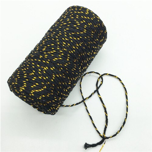 100 m/roll Kleurrijke DIY 2ply Bakers Roze String Katoenen Koorden Touw voor Home Decor Handgemaakte Kerst Cadeau Verpakking ambachtelijke Projecten: Black gold