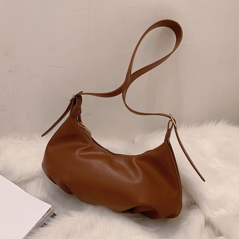 årgang kvinnelig tote dumplings pu lær kvinners veske med høy kapasitet skulderveske