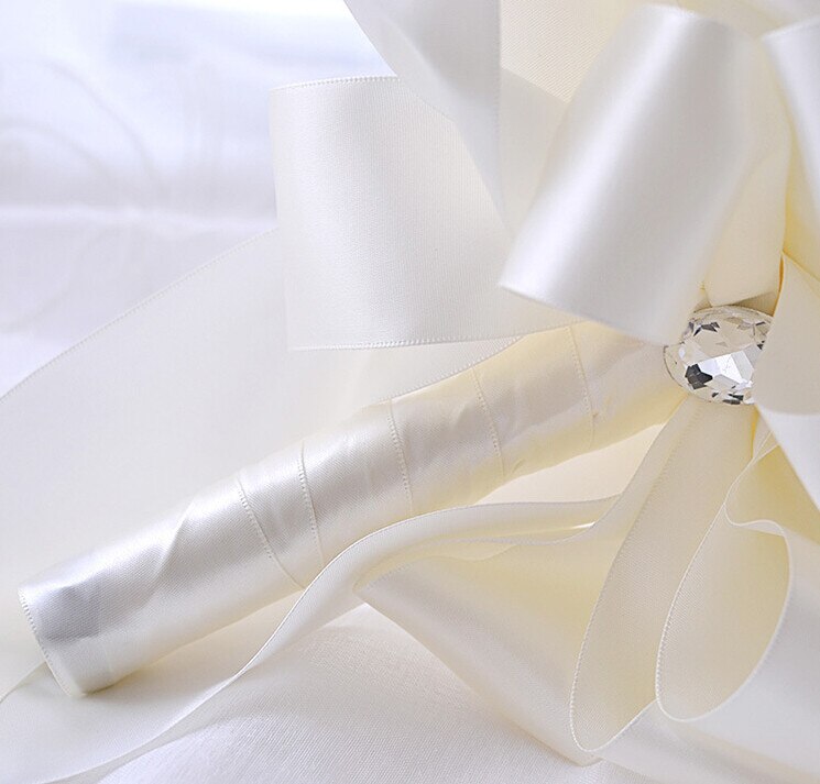 Bruiloft Bloemen Bruidsboeketten Crystal Kralen Kunstmatige Peony Rose Houder Met Lint Accessoires Bridal Levert