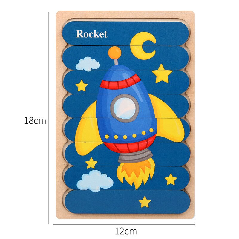 Vokmascot Montessori Holz Spielzeug 3D Jigsaw Bar Puzzles kinder Kreative Geschichte Stapeln Passenden Puzzle Frühen Pädagogisches Spielzeug