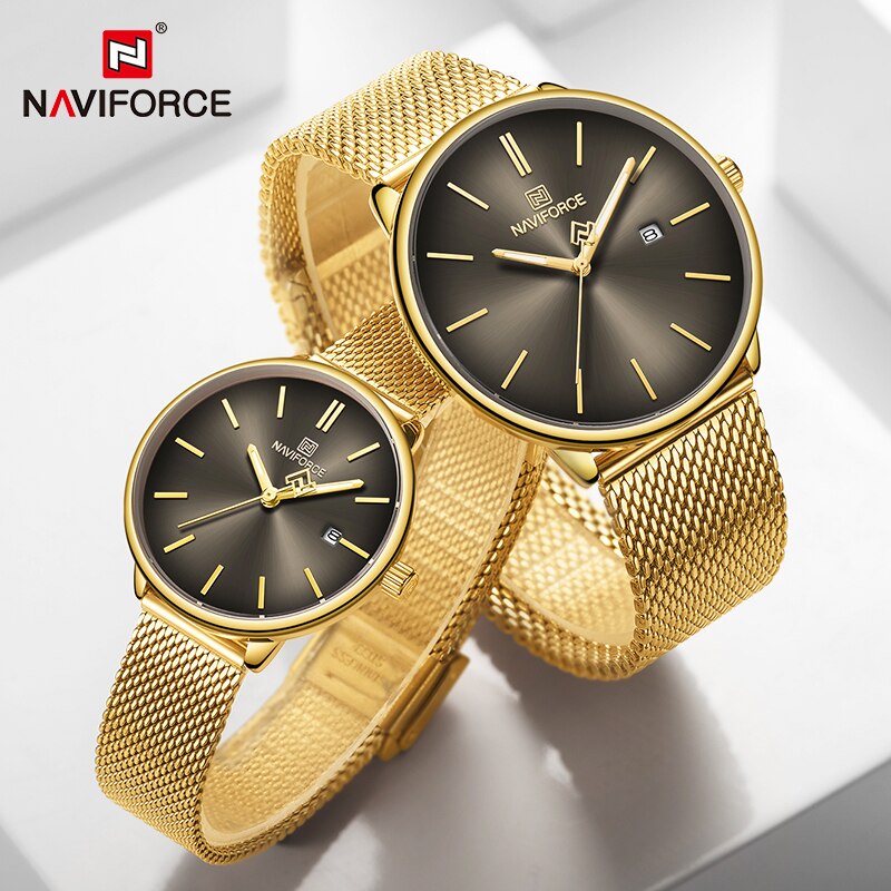 NAVIFORCE Couple montre hommes montre Simple de luxe Quartz montre-bracelet femmes horloge pour mâle femelle étanche amoureux mince montre