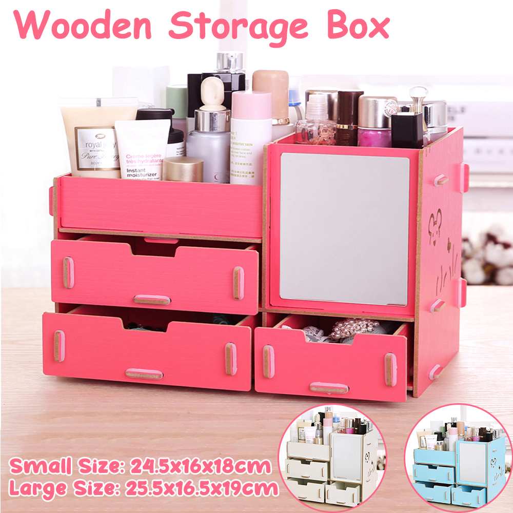 Wooden Makeup Organizer Dressing Table Makeup Box Organizer For Cosmetics Storage Makeup Jewelry Storage Box Table With Mirror