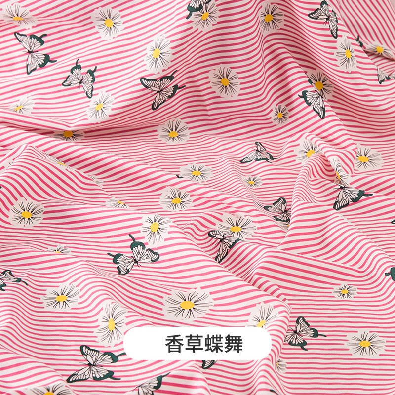 Micro elastic Floral Chiffon Fabric impervious printed wave point dress lining shirt flowers by the meter sewing brocade diy