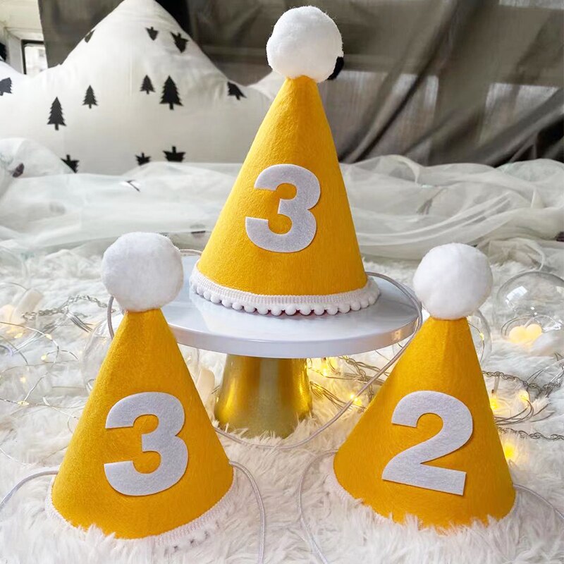 Chapeau couronne d'anniversaire pour enfants, coiffe princesse Prince, décoration de fête prénatale, fournitures pour fête d'anniversaire, 1/2/3 ans