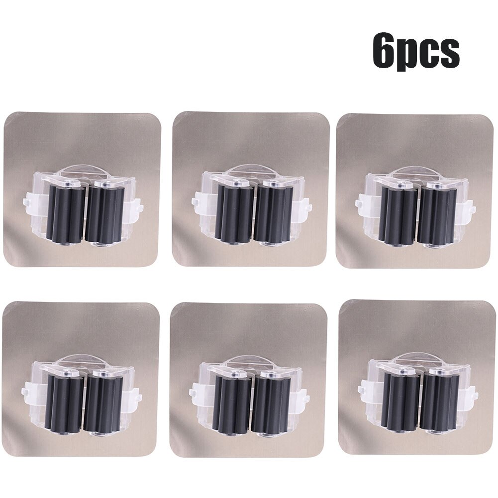 Multifunctionele Haken Mop Houder Wandmontage Organizer, borstel Bezem Hanger Haak Keuken Badkamer Waterdichte Wand Haak Self-Adhesiv: 6pcs Black Hooks